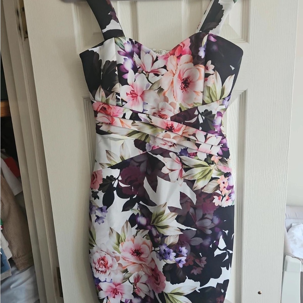 Lipsy Black and Pink Floral Mini Dress